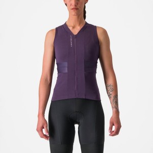 Maglia Castelli ANIMA 4 SLEEVELESS Donna Viola Bianche | 53874ERJO