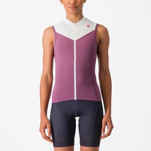 Maglia Castelli SOLARIS SLEEVELESS Donna Viola Profondo Bianche | 06873IDPQ