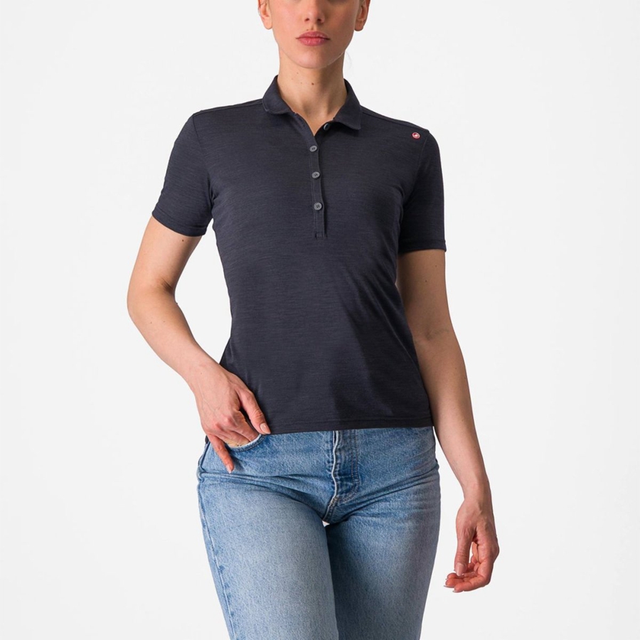 Casual Castelli MERINO W POLO Donna Nere | 23950LUKS