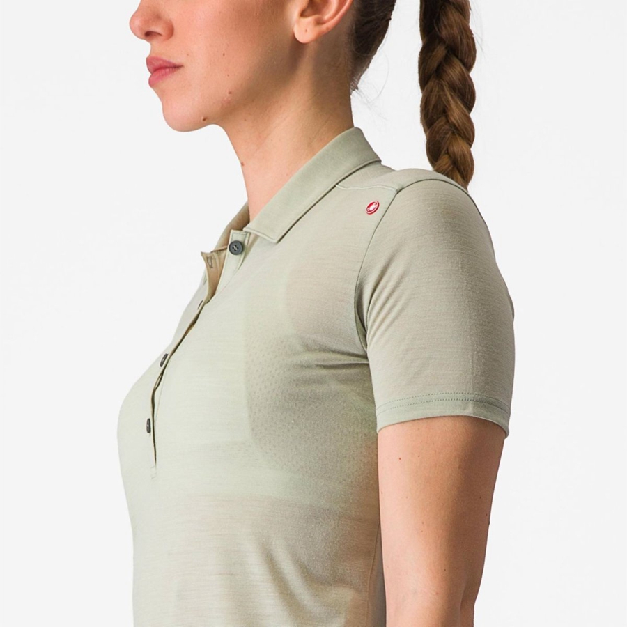 Casual Castelli MERINO W POLO Donna Verdi | 12389CFNK