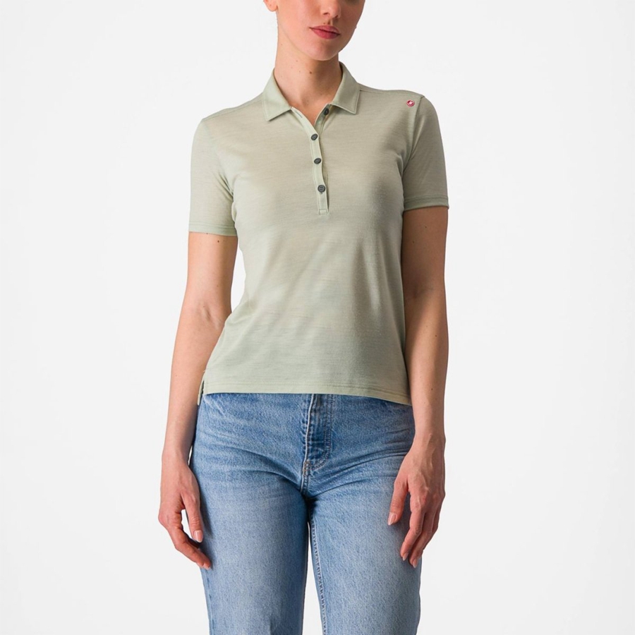 Casual Castelli MERINO W POLO Donna Verdi | 12389CFNK