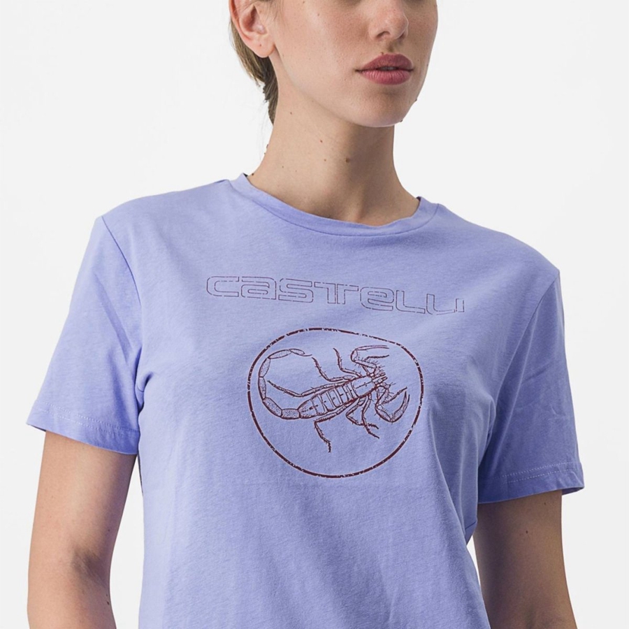 Casual Castelli PEDALARE TEE Donna Viola Bianche | 87345ZFGO