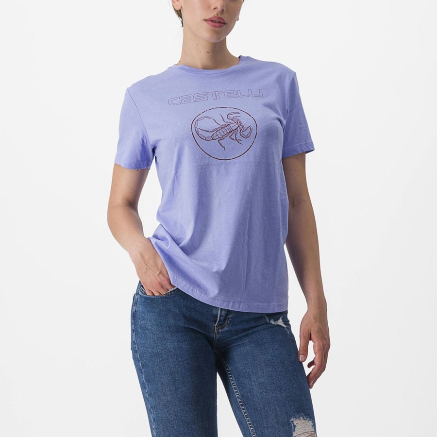 Casual Castelli PEDALARE TEE Donna Viola Bianche | 87345ZFGO