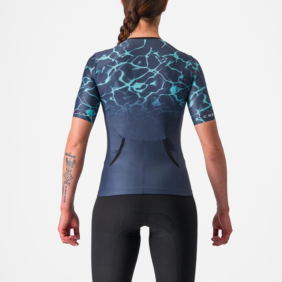 Completo Castelli FREE SPEED 2 W RACE TOP Donna Blu Verde Acqua Chiaro | 58479AMLN