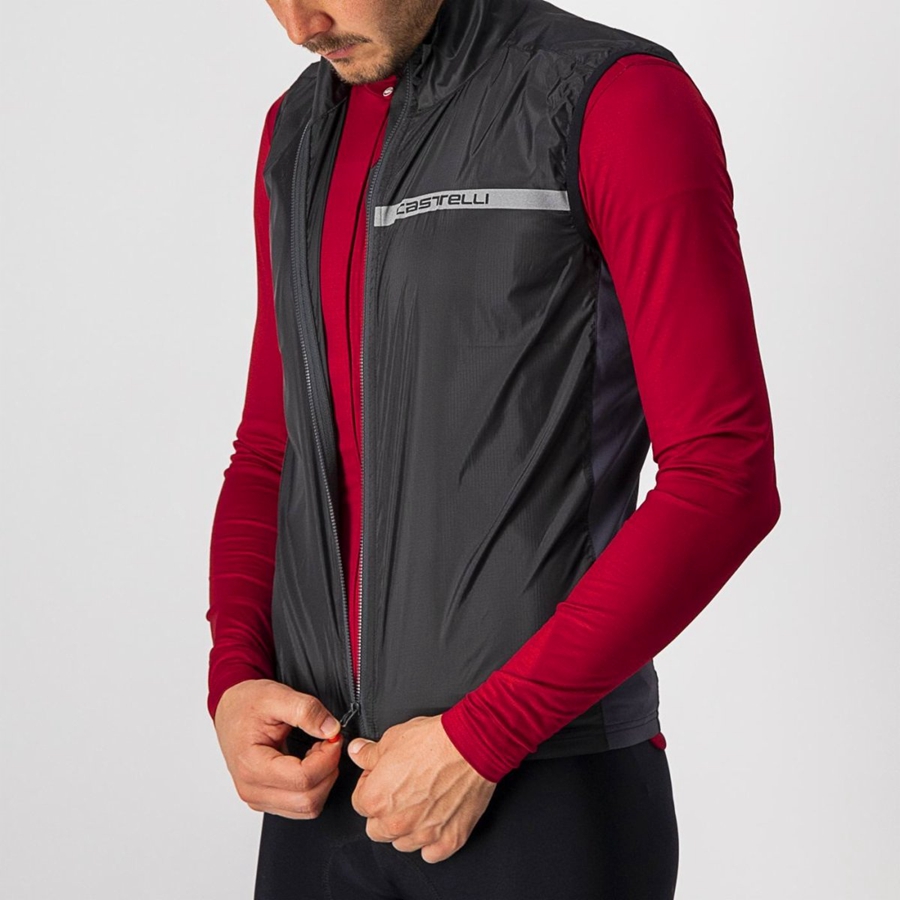 Gilet Castelli SQUADRA STRETCH Uomo Nere Grigie Scuro | 78914TQYX