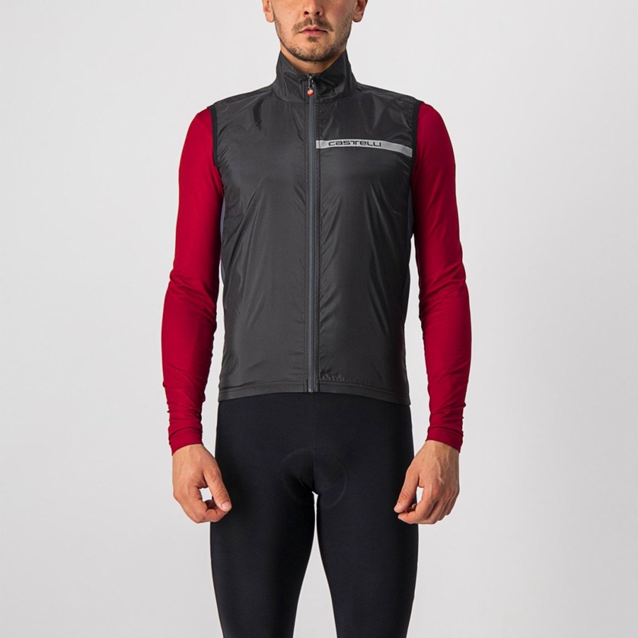 Gilet Castelli SQUADRA STRETCH Uomo Nere Grigie Scuro | 78914TQYX