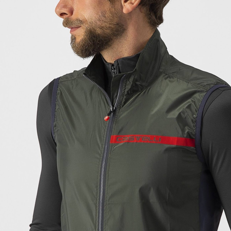 Gilet Castelli SQUADRA STRETCH Uomo Verdi Grigie Scuro | 21078ONBV