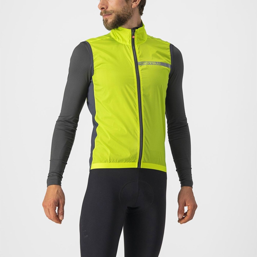 Gilet Castelli SQUADRA STRETCH Uomo Verdi Chiaro Grigie Scuro | 90518XNWD