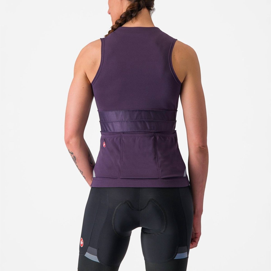 Maglia Castelli ANIMA 4 SLEEVELESS Donna Viola Bianche | 53874ERJO