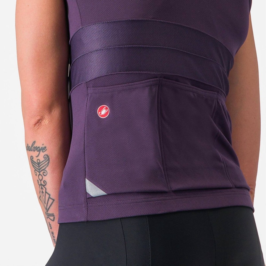 Maglia Castelli ANIMA 4 SLEEVELESS Donna Viola Bianche | 53874ERJO