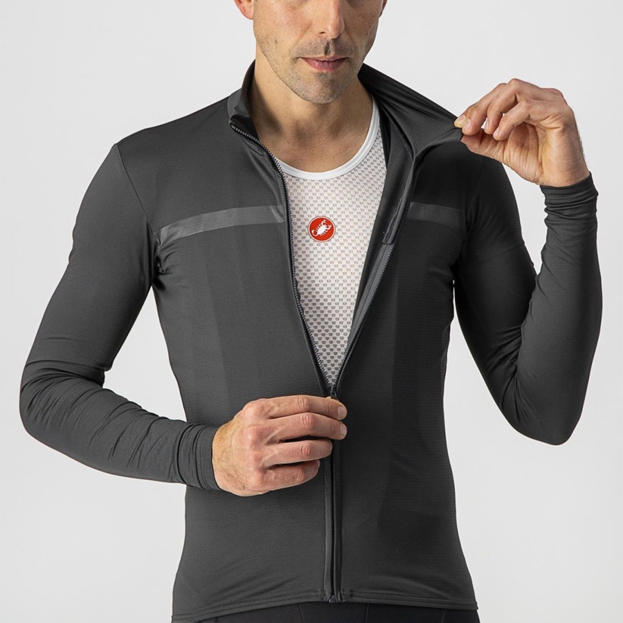 Maglia Castelli PRO THERMAL MID LS Uomo Grigie Scuro | 96803TRZH