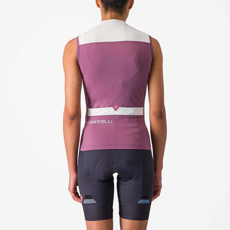 Maglia Castelli SOLARIS SLEEVELESS Donna Viola Profondo Bianche | 06873IDPQ