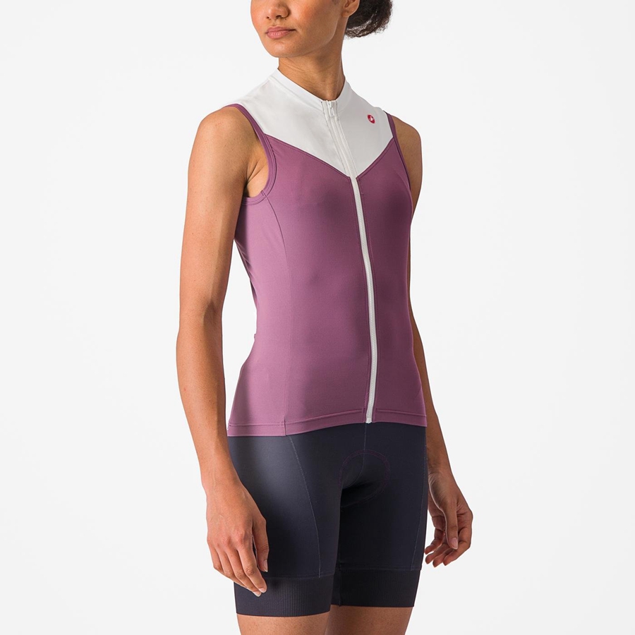 Maglia Castelli SOLARIS SLEEVELESS Donna Viola Profondo Bianche | 06873IDPQ