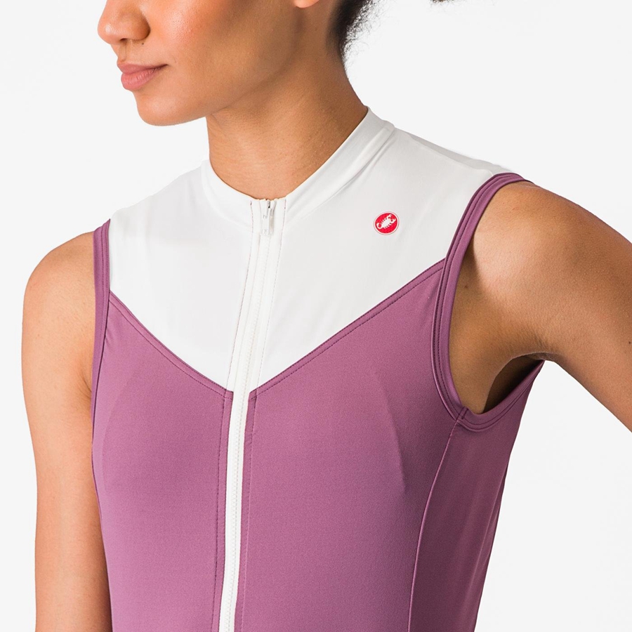 Maglia Castelli SOLARIS SLEEVELESS Donna Viola Profondo Bianche | 06873IDPQ