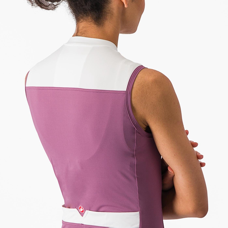 Maglia Castelli SOLARIS SLEEVELESS Donna Viola Profondo Bianche | 06873IDPQ