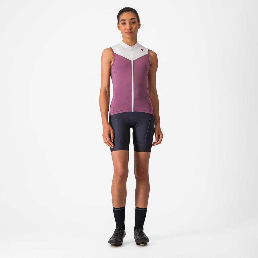 Maglia Castelli SOLARIS SLEEVELESS Donna Viola Profondo Bianche | 06873IDPQ