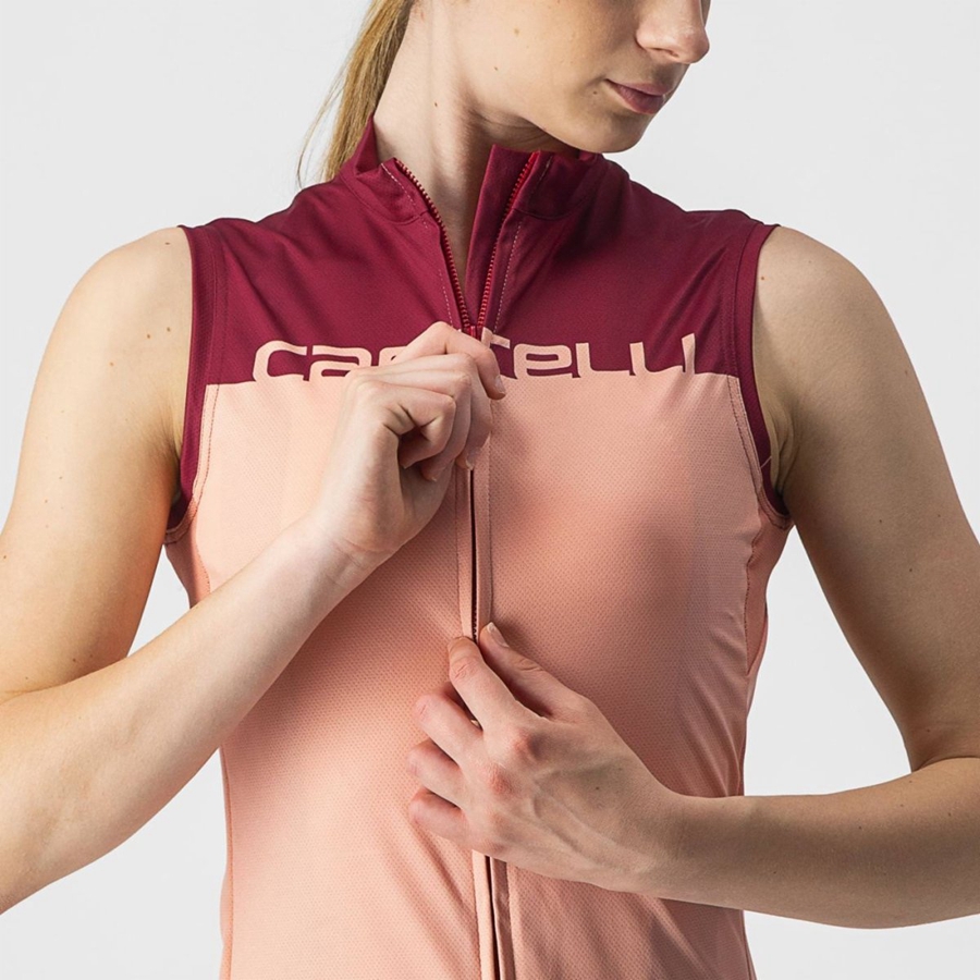 Maglia Castelli VELOCISSIMA SLEEVELESS Donna Rosa Bordeaux | 47183RQIX