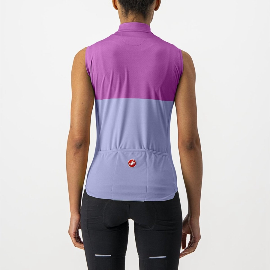 Maglia Castelli VELOCISSIMA SLEEVELESS Donna Viola Bianche | 73490WPDY