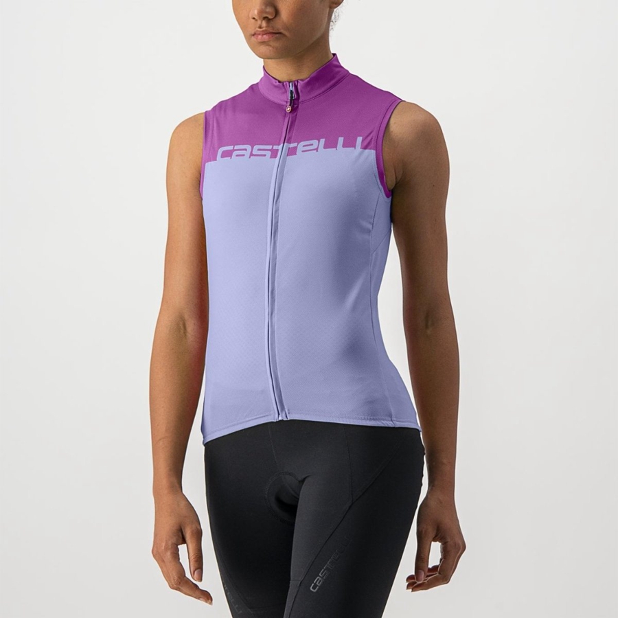 Maglia Castelli VELOCISSIMA SLEEVELESS Donna Viola Bianche | 73490WPDY