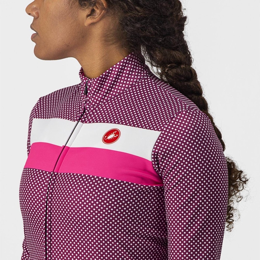 Maglia Castelli VOLARE LS Donna Bianche Rosa | 52489EDSF