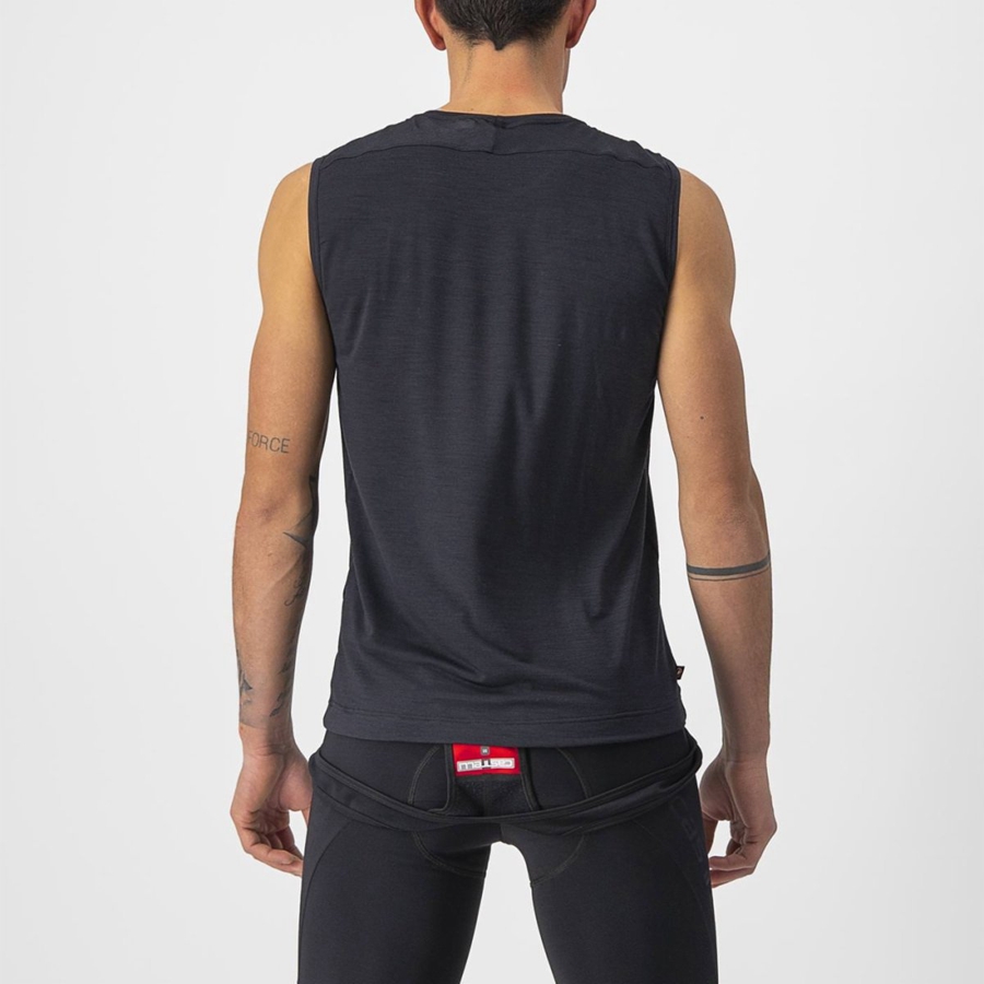 Strato Di Base Castelli BANDITO WOOL SLEEVELESS Uomo Nere | 08179OAFJ