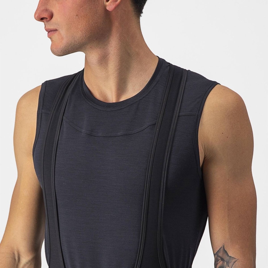 Strato Di Base Castelli BANDITO WOOL SLEEVELESS Uomo Nere | 08179OAFJ