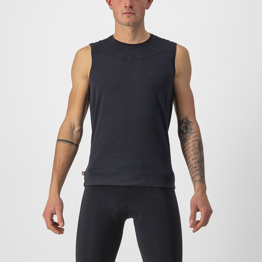 Strato Di Base Castelli BANDITO WOOL SLEEVELESS Uomo Nere | 08179OAFJ